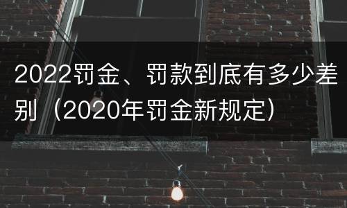 2022罚金、罚款到底有多少差别（2020年罚金新规定）