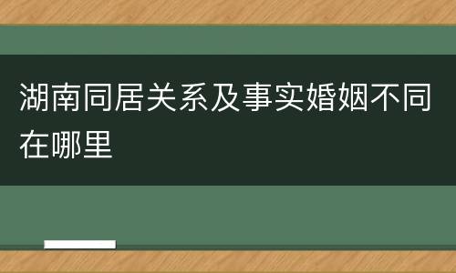 湖南同居关系及事实婚姻不同在哪里