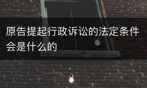 原告提起行政诉讼的法定条件会是什么的
