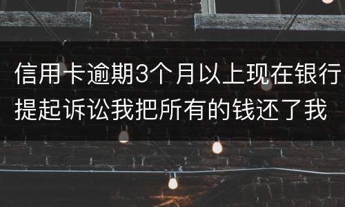 信用卡逾期3个月以上现在银行提起诉讼我把所有的钱还了我该怎样处处理