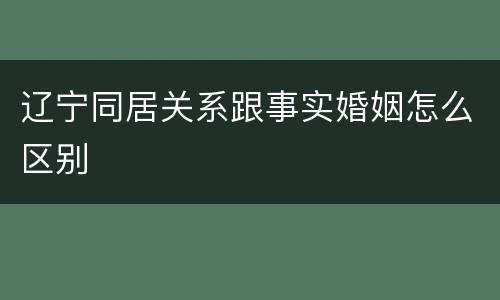 辽宁同居关系跟事实婚姻怎么区别