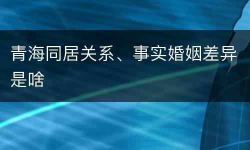 青海同居关系、事实婚姻差异是啥