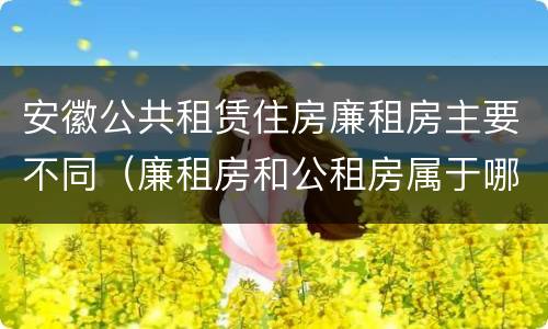 安徽公共租赁住房廉租房主要不同（廉租房和公租房属于哪个部门管）