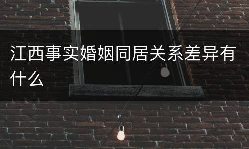 江西事实婚姻同居关系差异有什么