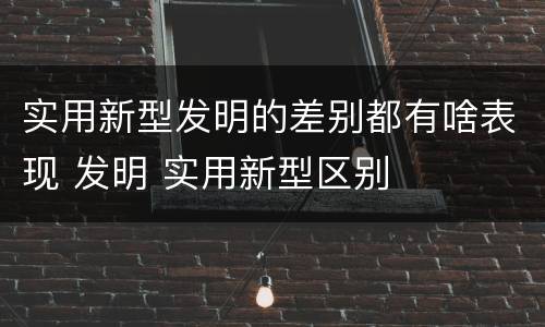 实用新型发明的差别都有啥表现 发明 实用新型区别