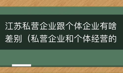 江苏私营企业跟个体企业有啥差别（私营企业和个体经营的区别）