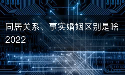 同居关系、事实婚姻区别是啥2022