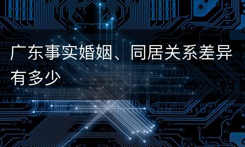 广东事实婚姻、同居关系差异有多少