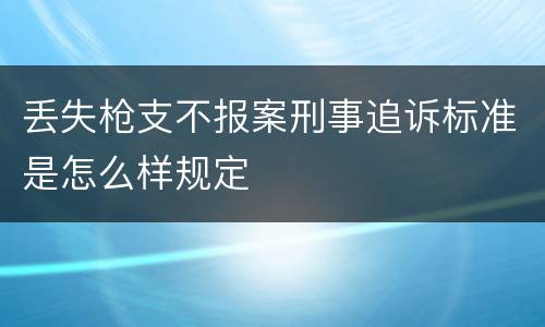 丢失枪支不报案刑事追诉标准是怎么样规定