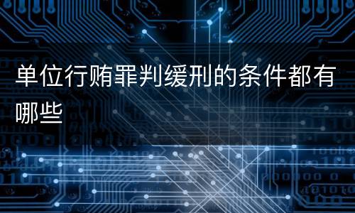 单位行贿罪判缓刑的条件都有哪些