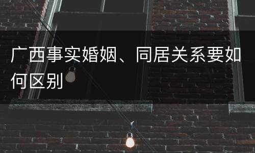 广西事实婚姻、同居关系要如何区别