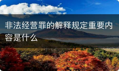 非法经营罪的解释规定重要内容是什么