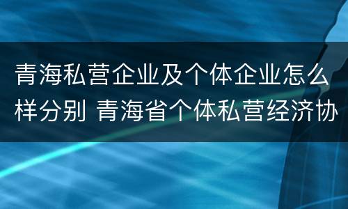 青海私营企业及个体企业怎么样分别 青海省个体私营经济协会