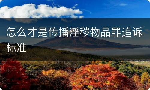 怎么才是传播淫秽物品罪追诉标准