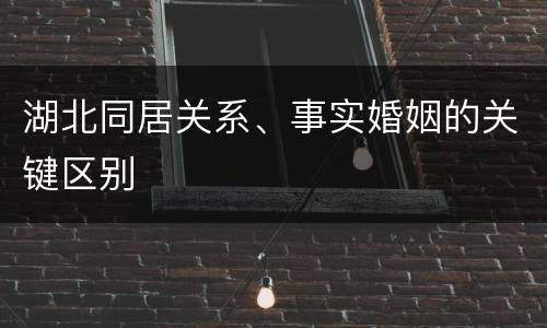 湖北同居关系、事实婚姻的关键区别