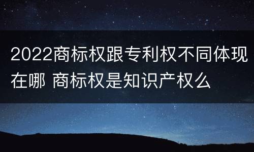 2022商标权跟专利权不同体现在哪 商标权是知识产权么