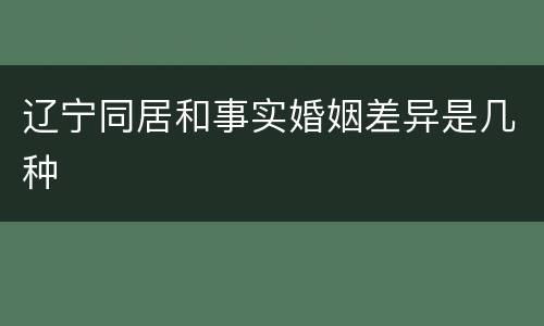 辽宁同居和事实婚姻差异是几种