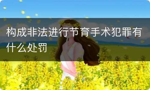 构成非法进行节育手术犯罪有什么处罚