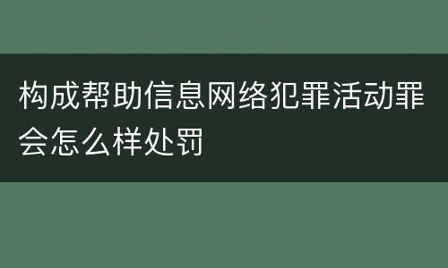 构成帮助信息网络犯罪活动罪会怎么样处罚