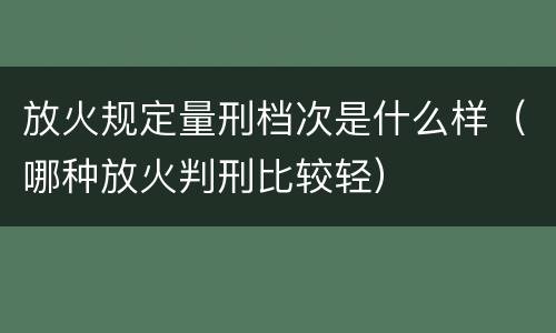 放火规定量刑档次是什么样（哪种放火判刑比较轻）
