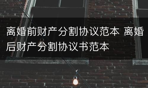 离婚前财产分割协议范本 离婚后财产分割协议书范本