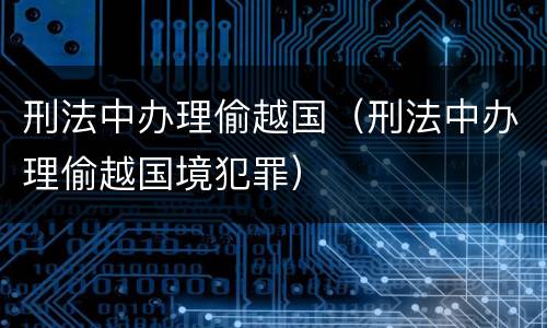 刑法中办理偷越国（刑法中办理偷越国境犯罪）
