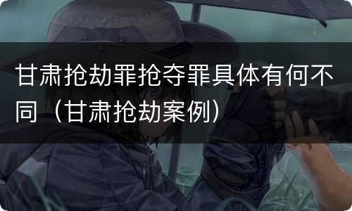 甘肃抢劫罪抢夺罪具体有何不同（甘肃抢劫案例）