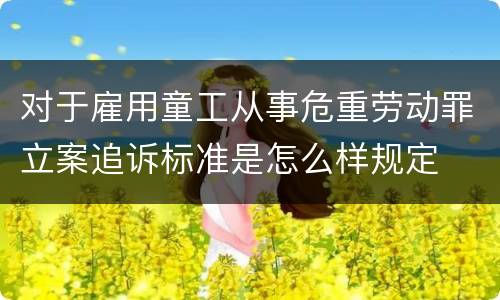 对于雇用童工从事危重劳动罪立案追诉标准是怎么样规定