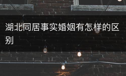湖北同居事实婚姻有怎样的区别