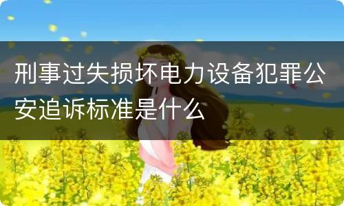 刑事过失损坏电力设备犯罪公安追诉标准是什么