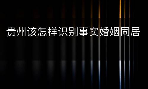 贵州该怎样识别事实婚姻同居