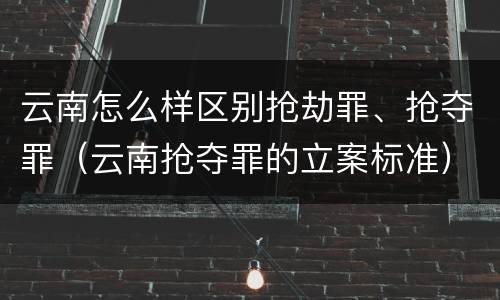 云南怎么样区别抢劫罪、抢夺罪（云南抢夺罪的立案标准）