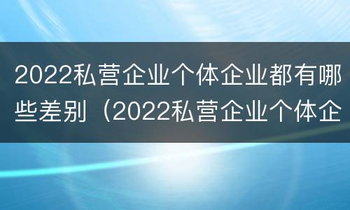 2022私营企业个体企业都有哪些差别（2022私营企业个体企业都有哪些差别呢）