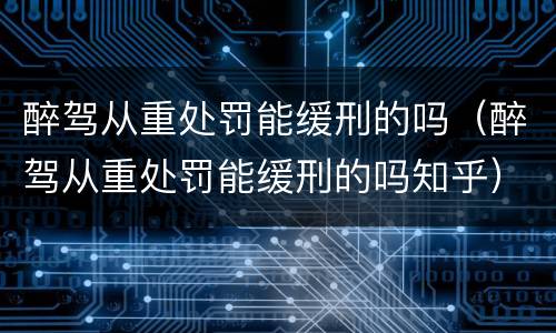 醉驾从重处罚能缓刑的吗（醉驾从重处罚能缓刑的吗知乎）