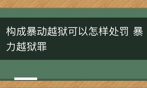 构成暴动越狱可以怎样处罚 暴力越狱罪