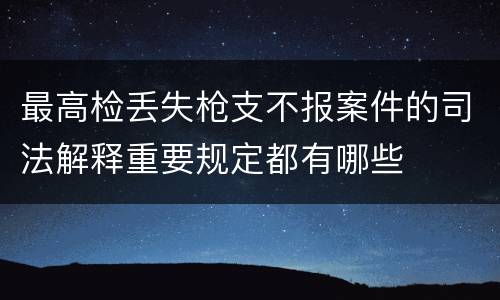 最高检丢失枪支不报案件的司法解释重要规定都有哪些
