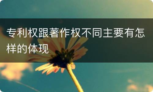 专利权跟著作权不同主要有怎样的体现