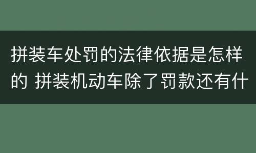 拼装车处罚的法律依据是怎样的 拼装机动车除了罚款还有什么处罚