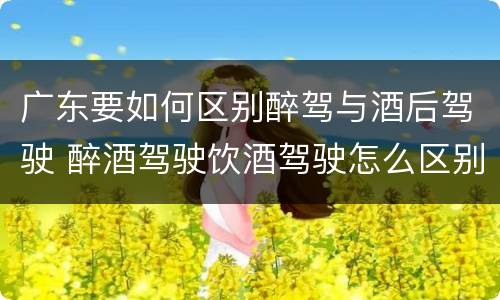 广东要如何区别醉驾与酒后驾驶 醉酒驾驶饮酒驾驶怎么区别