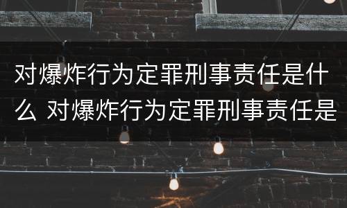 对爆炸行为定罪刑事责任是什么 对爆炸行为定罪刑事责任是什么