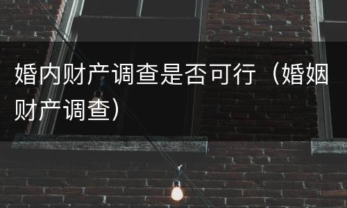 婚内财产调查是否可行（婚姻财产调查）