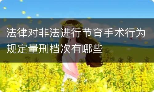 法律对非法进行节育手术行为规定量刑档次有哪些