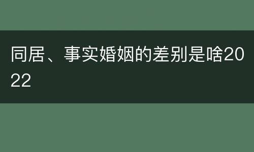 同居、事实婚姻的差别是啥2022
