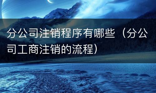 分公司注销程序有哪些（分公司工商注销的流程）