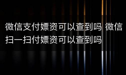 微信支付嫖资可以查到吗 微信扫一扫付嫖资可以查到吗