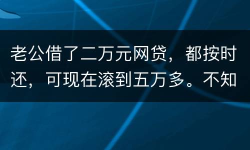 老公借了二万元网贷，都按时还，可现在滚到五万多。不知道怎么办