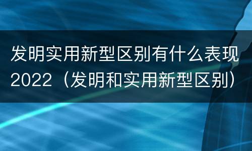 发明实用新型区别有什么表现2022（发明和实用新型区别）