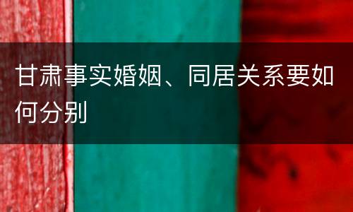 甘肃事实婚姻、同居关系要如何分别