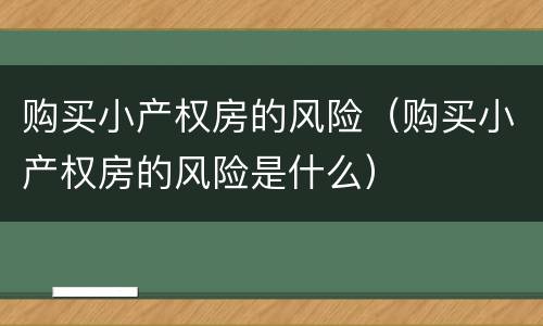 购买小产权房的风险（购买小产权房的风险是什么）