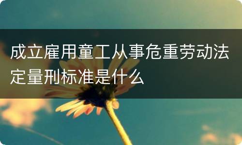 成立雇用童工从事危重劳动法定量刑标准是什么